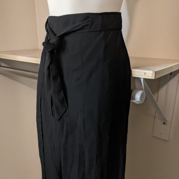 H&M Divided Black Front Slit Casual Pants with Tie Sash - Picture 4 of 7